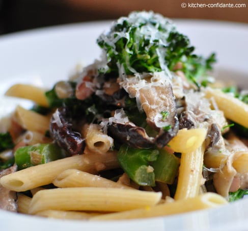 Penne with Asparation, Shiitake Mushrooms & Prosciutto