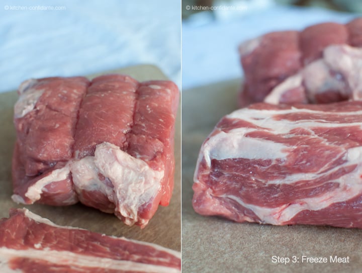 Meat ready to freeze for making homemade sausage.