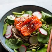 Salmon and Soba Noodle Salad with Wasabi Dressing | Kitchen Confidante
