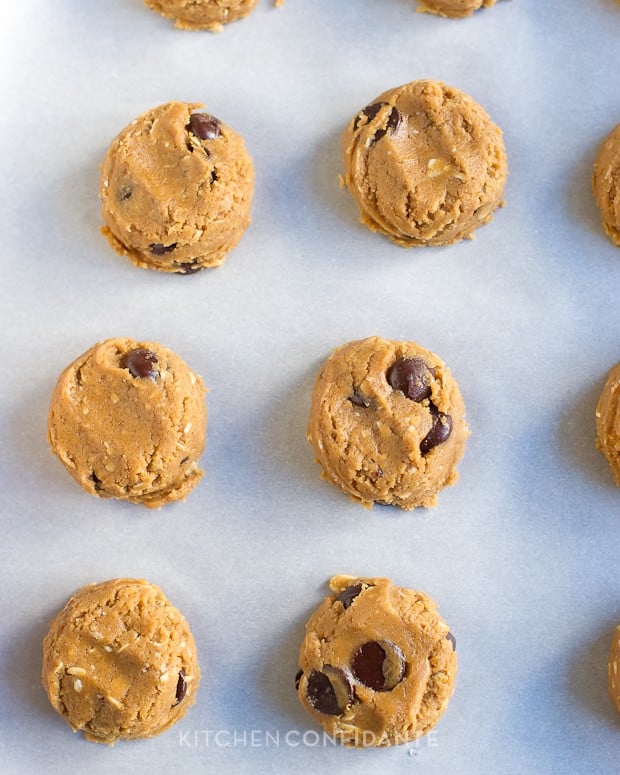 Chocolate Chip Cookie Butter Cookies ready to bake.