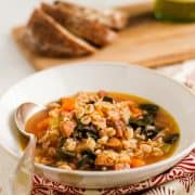 Farro Soup with Red Chard and Sausage | Kitchen Confidante