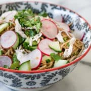 Soba Noodles & Chicken with Spicy Peanut Sauce | Kitchen Confidante | Bowl of Noodles