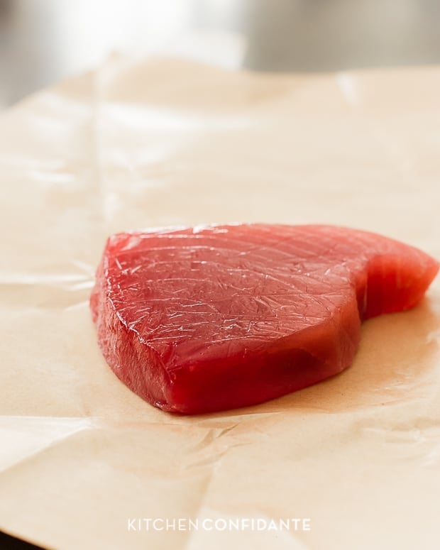 A piece of raw fish.