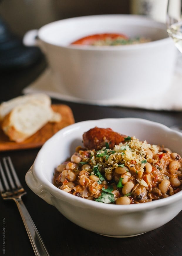 Black Eyed Pea Cassoulet - Cook it low and slow in a Dutch oven or slow cooker and you'll find that the longer it cooks, the better it tastes.