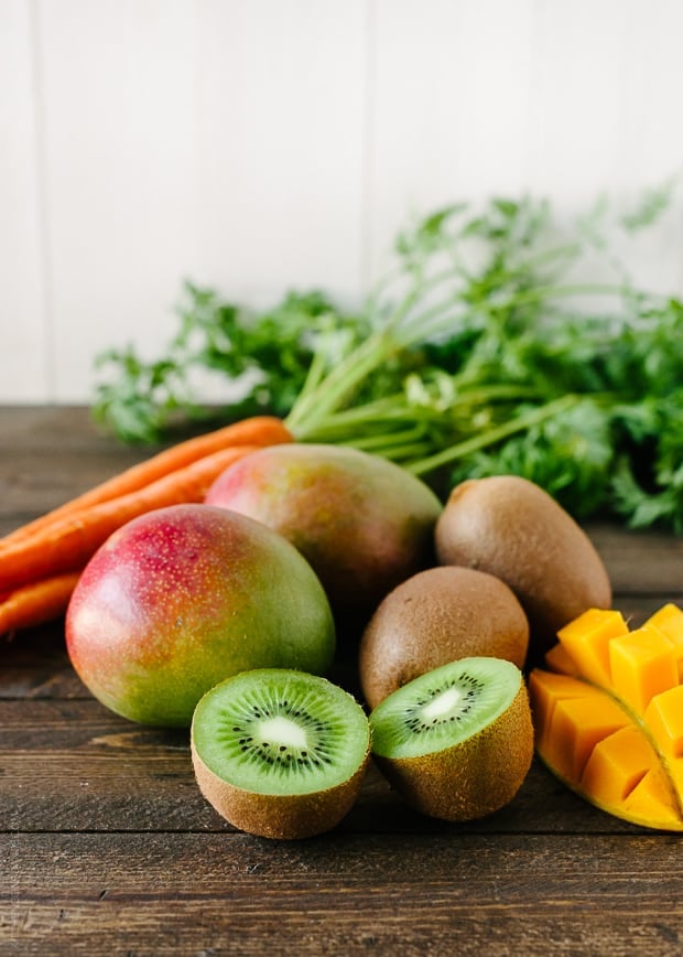 Carrot Mango and Kiwi Smoothie | www.kitchenconfidante.com