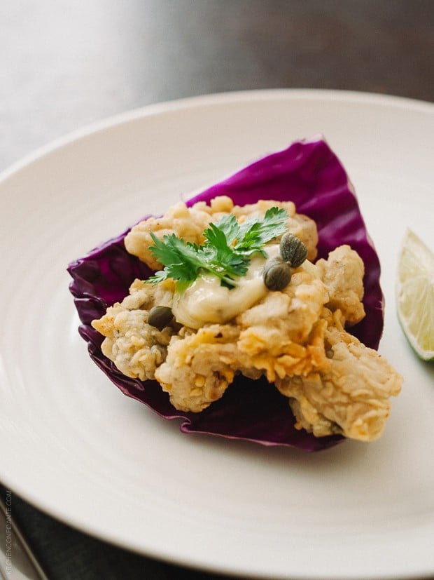 Buttermilk Fried Oysters with Caper Aioli | www.kitchenconfidante.com