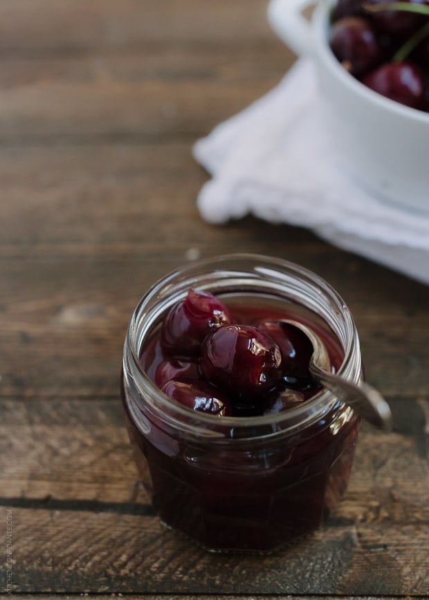 Homemade Cherry Wine Sauce in a jar.