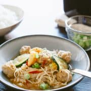 Misua Bola-Bola - Filipino Meatball Noodle Soup | www.kitchenconfidante | A truly comforting bowl of noodle soup - and a family favorite.