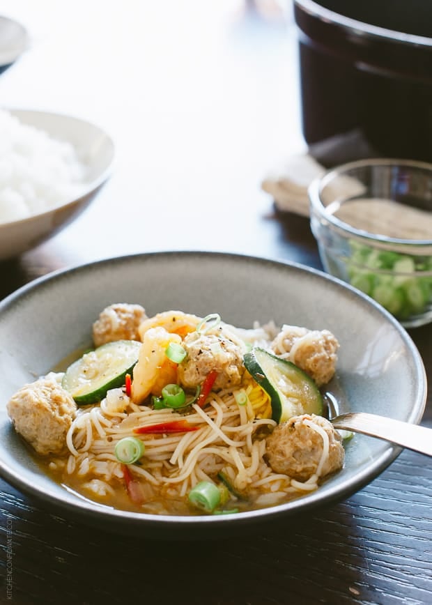 Misua Bola-Bola - Filipino Meatball Noodle Soup | www.kitchenconfidante | A truly comforting bowl of noodle soup - and a family favorite.