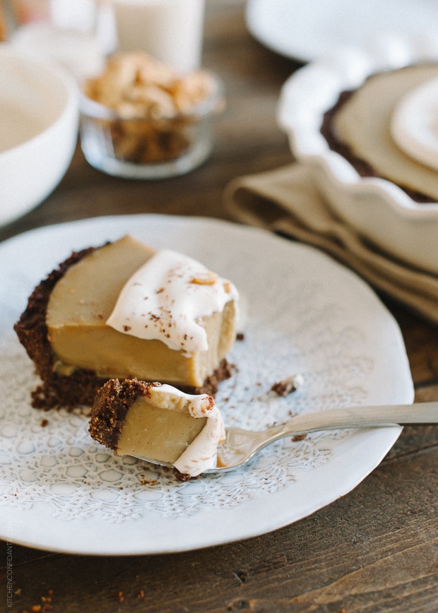 Cashew Butterscotch Pudding Pie - www.kitchenconfidante.com