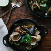 Steamed Clams and Mussels in Coconut Curry Broth | www.kitchenconfidante.com | A light and satisfying meal.