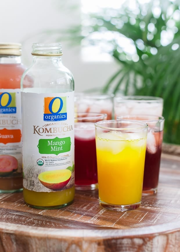 O Organics Kombucha | www.kitchenconfidante.com | Mango Mint is one of six new flavors.