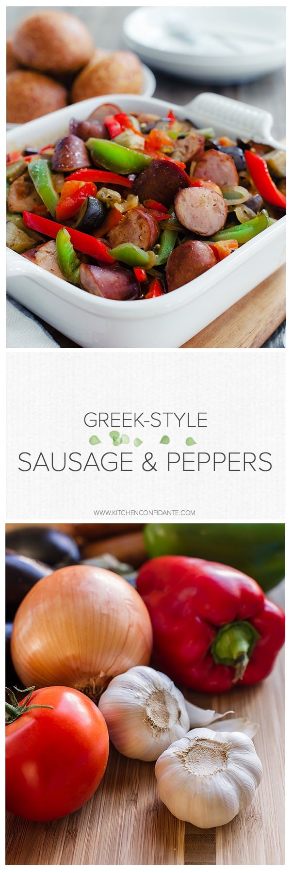 Greek Style Sausage and Peppers | www.kitchenconfidante