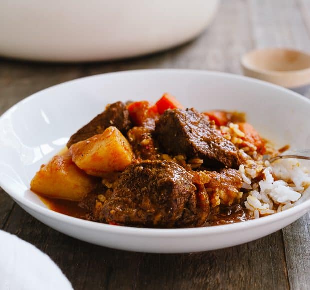 Mechado - Filipino Beef Stew | www.kitchenconfidante.com | Comfort food at its best. Tender beef, hearty potatoes and vegetables in a tomato based stew.