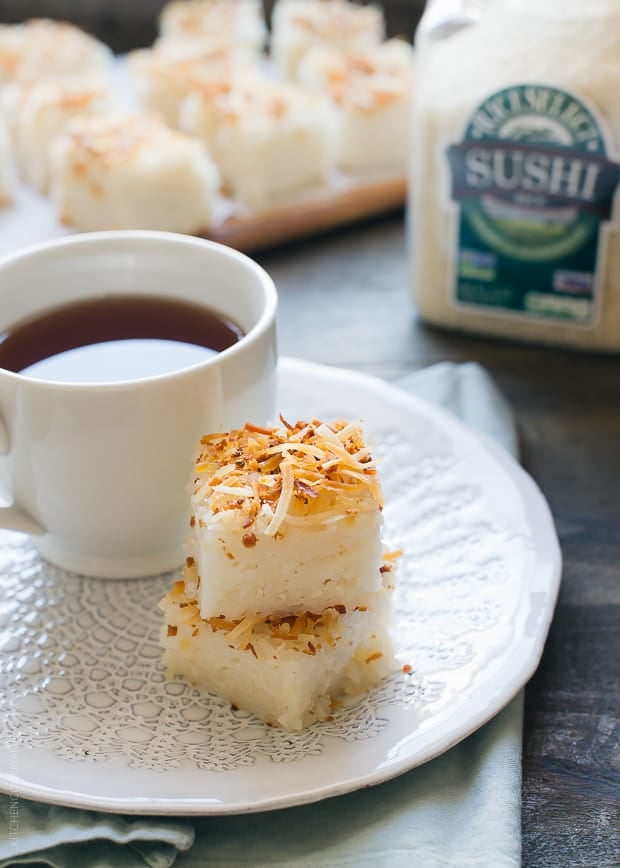 Coconut Rice Cakes | www.kitchenconfidante.com | Sticky coconut rice in cake form - this recipe is a simple and sweet treat using sushi rice.