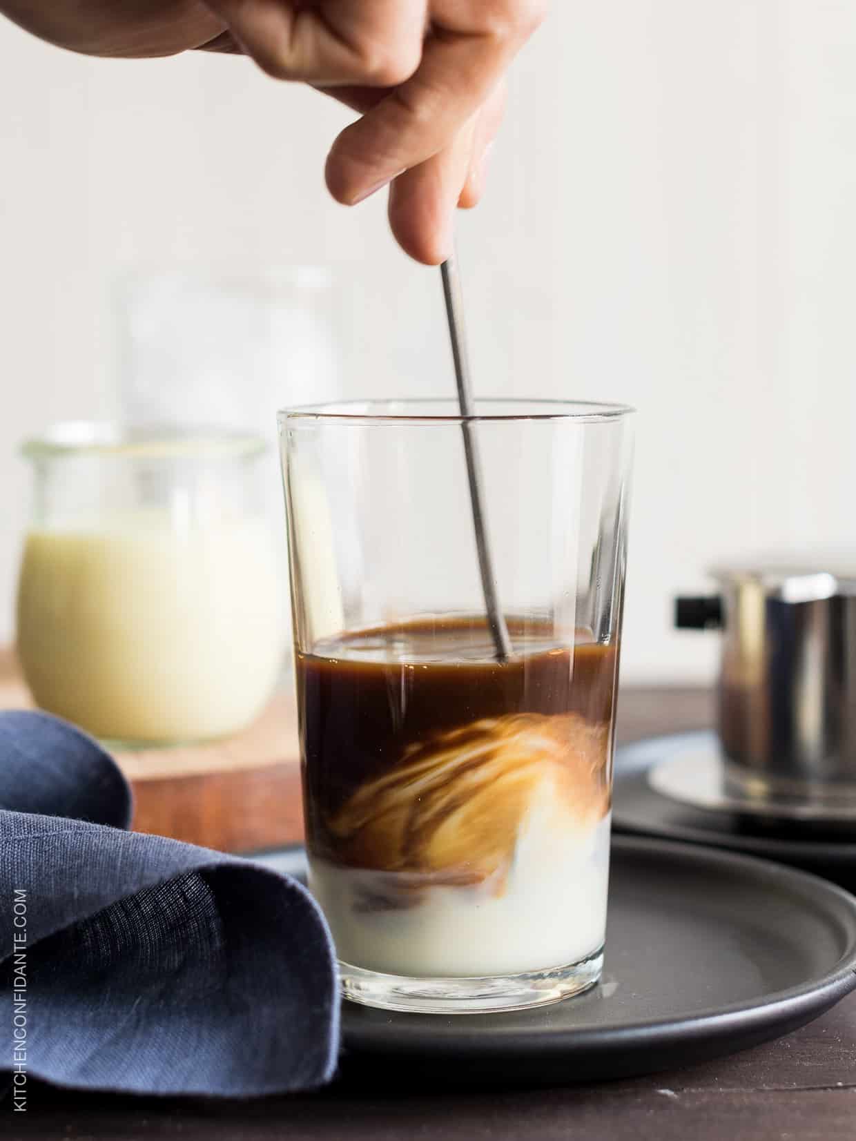 Swirls of condensed milk are what make Vietnamese Iced Coffee a special treat.
