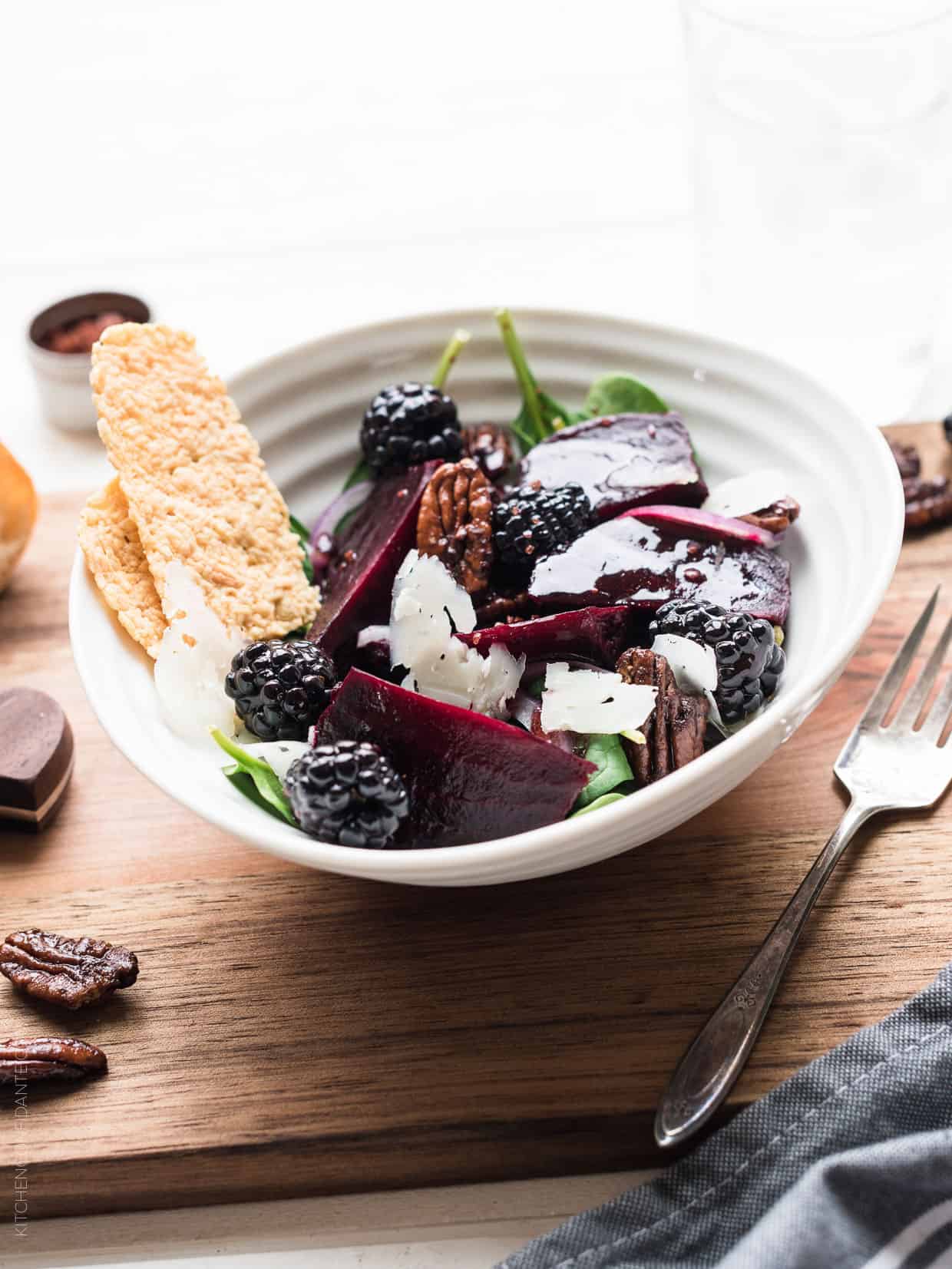 Beautiful beets and blackberries pair perfectly in this Blackberry Beet Salad with Blackberry Balsamic Dressing.