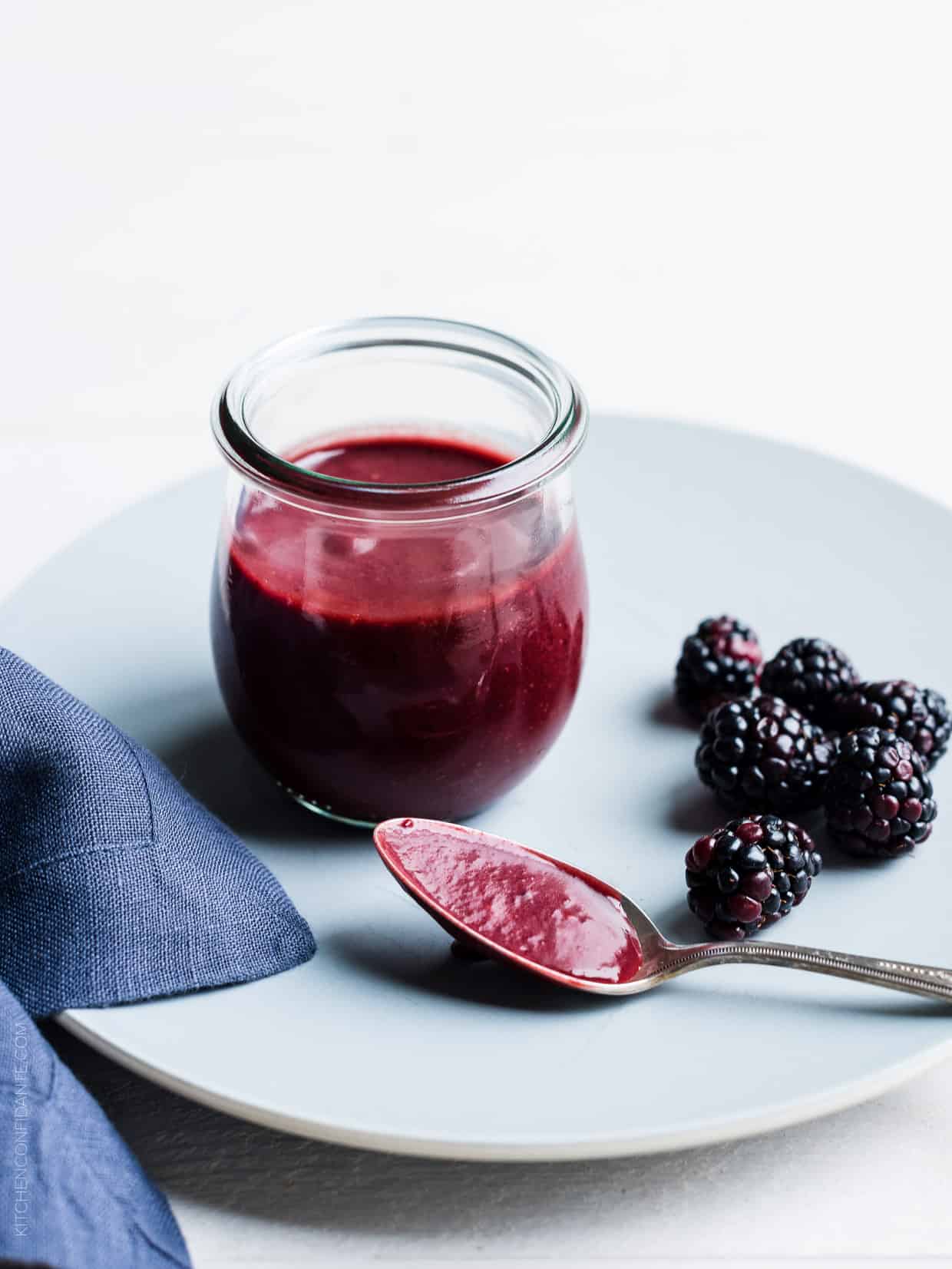 This simple blackberry balsamic dressing is especially delicious drizzled over a Blackberry Beet Salad.