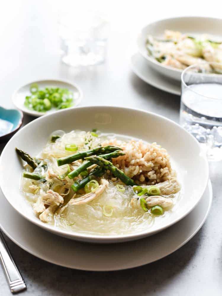 On cold winter nights, turn to this comforting Filipino Chicken and Asparagus Sotanghon (Glass Noodle) Soup. It warms you up and nourishes from within.