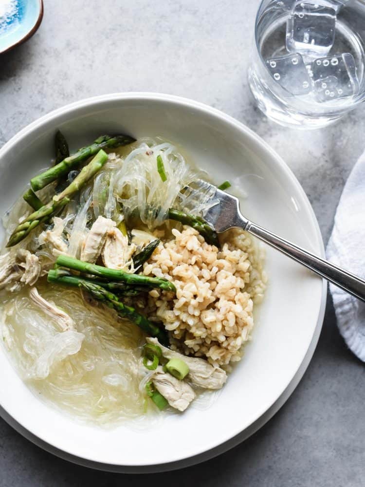 On cold winter nights, turn to this comforting Filipino Chicken and Asparagus Sotanghon (Glass Noodle) Soup. It warms you up and nourishes from within.