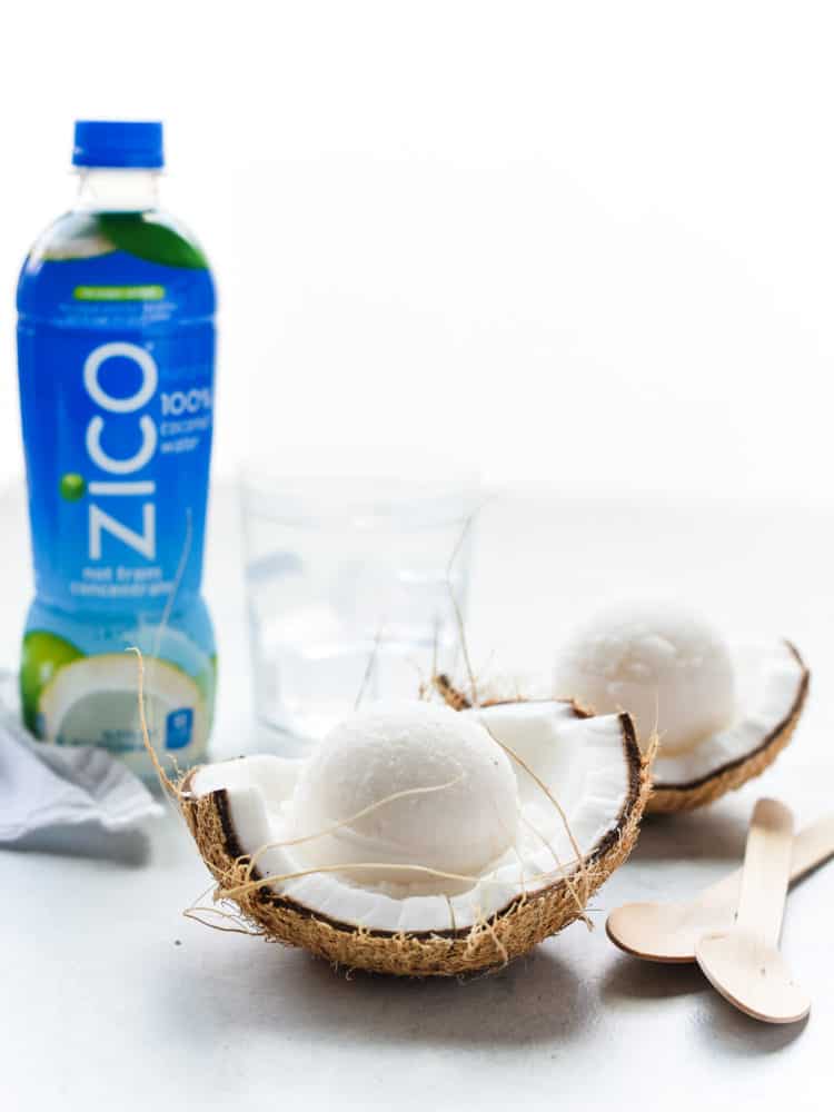 Grab a spoon and dig into a delicious coconut water sorbet made with @ZICOCoconut #ad