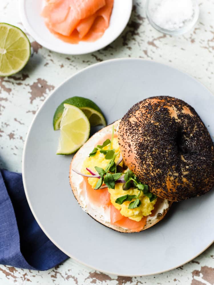 Just a few small details make this the best Scottish Smoked Salmon Bagel with Scrambled Eggs.