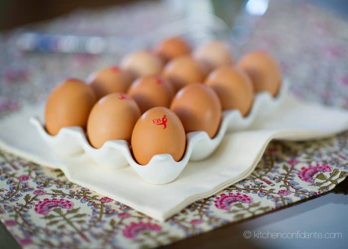 A dish full of Eggland's eggs.