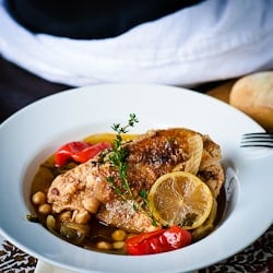 Braised Chicken with Chickpeas & Peppers