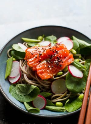 Salmon and Soba Noodle Salad with Wasabi Dressing | Kitchen Confidante