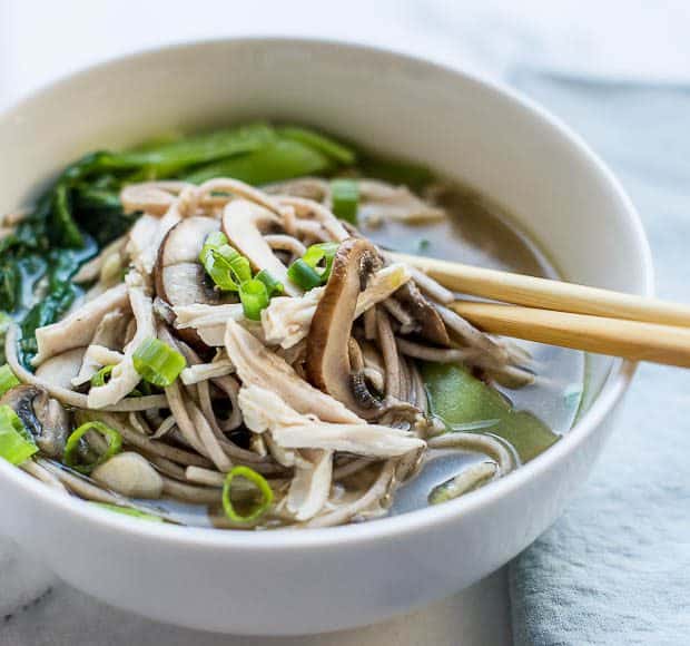 Chicken Mushroom Soba Noodle Soup | Kitchen Confidante