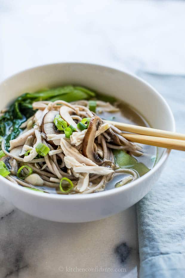 Chicken Mushroom Soba Noodle Soup | Kitchen Confidante