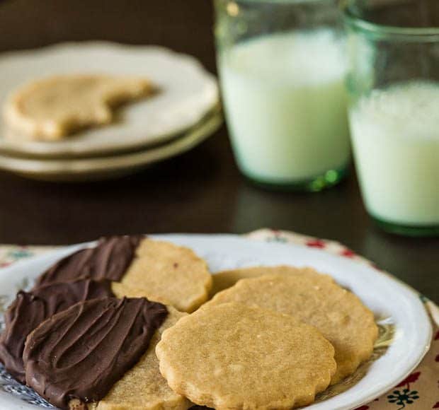 Peanut Butter Sugar Cookies on a white plate.