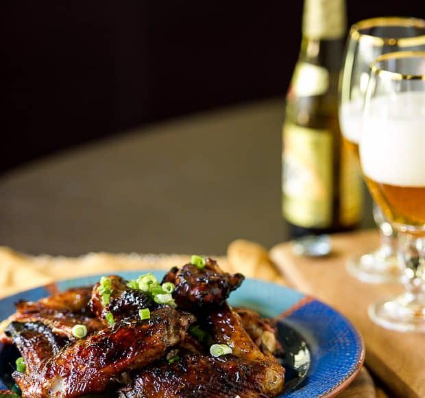 Spicy Sticky Turkey Wings dished up and ready to eat.