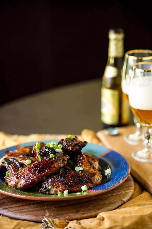 Spicy Sticky Turkey Wings dished up and ready to eat.