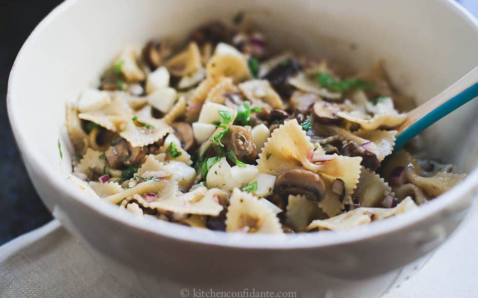 Warm Eggplant & Mushroom Pasta Salad - Kitchen Confidante®