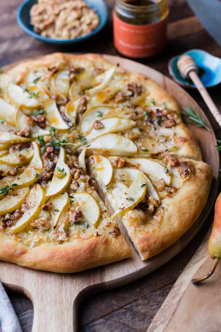 Slice of Pear & Walnut Gorgonzola Pizza