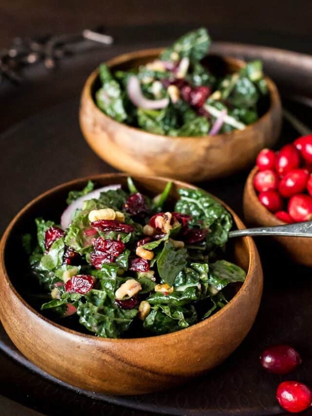 Easy Cranberry Walnut Kale Salad With Fresh Cranberry Vinaigrette