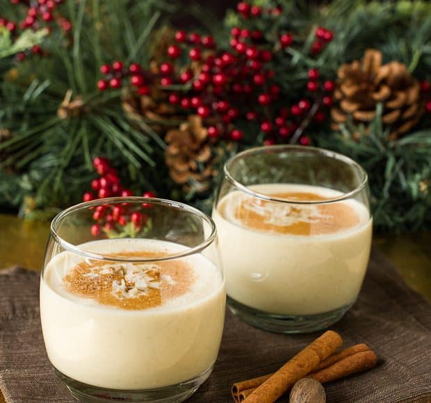 Two glasses of Coconut Hazelnut Eggnog