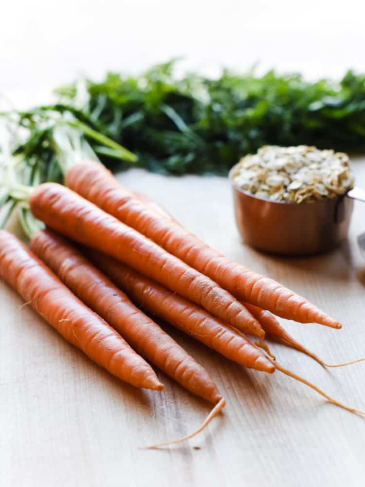 Fresh carrots for Carrot Oat Muffins.