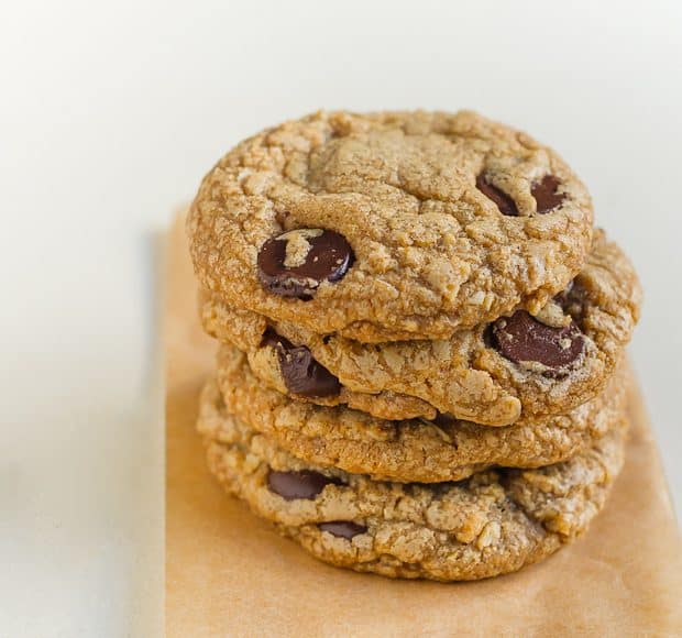A stack of Chocolate Chip Cookie Butter Cookies.