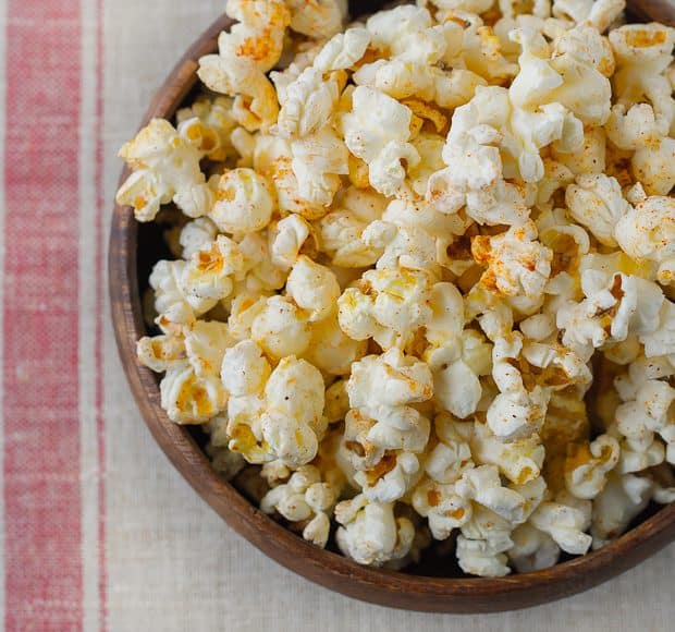 A bowl filled with Sugar & Spice Popcorn.