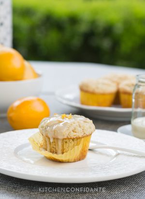 Meyer Lemon Ricotta Muffins | Kitchen Confidante | Glazed