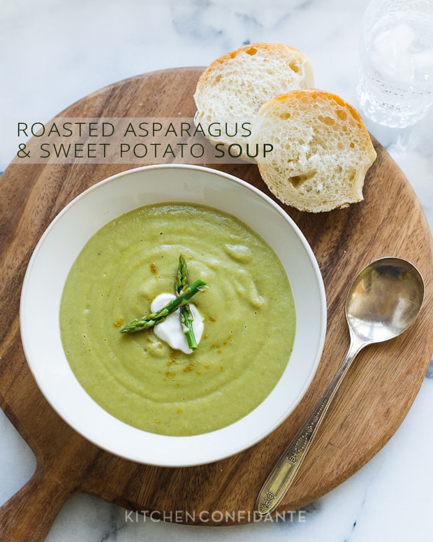 Roasted Asparagus and Sweet Potato Soup | Kitchen Confidante