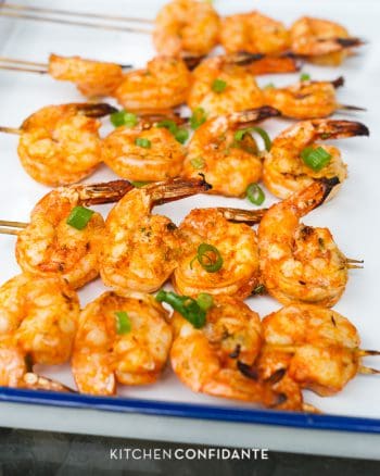 Thai-Curry Marinated Grilled Shrimp | www.kitchenconfidante.com | Grilled