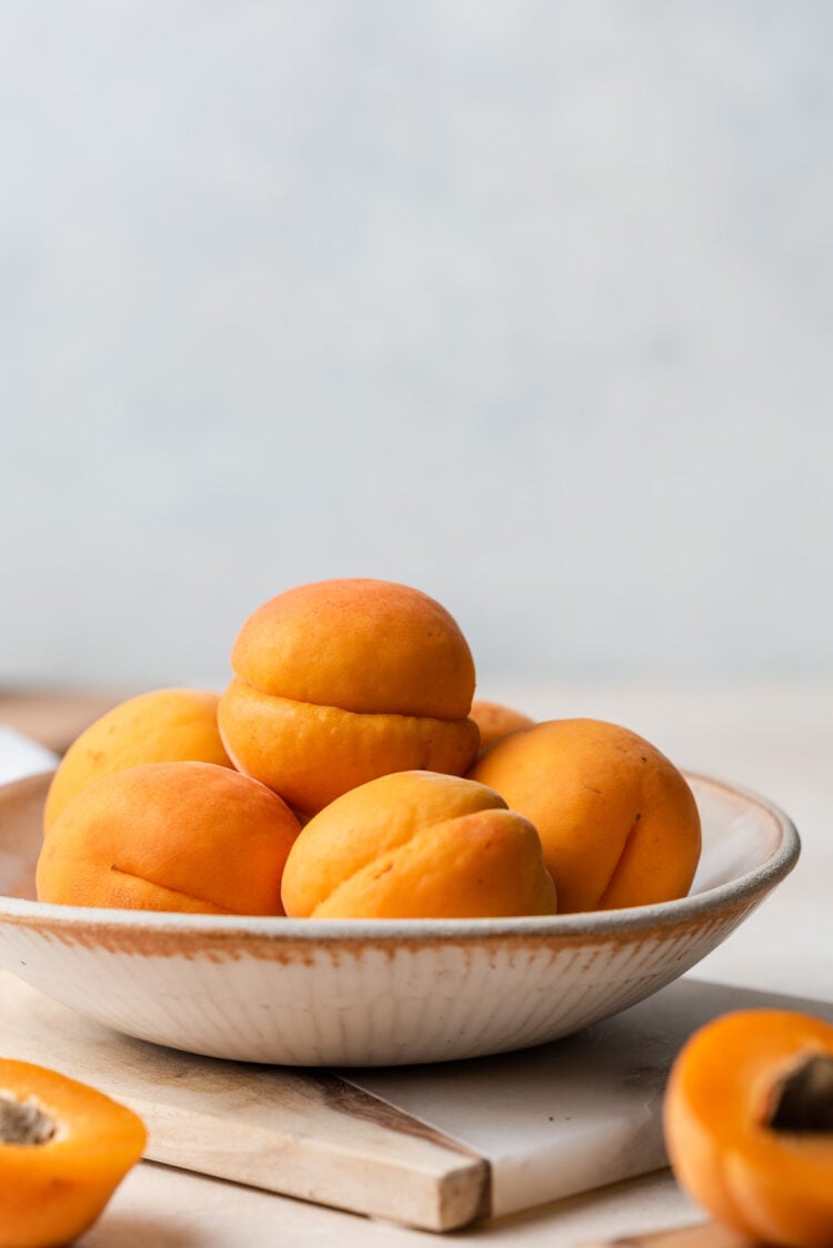 A bowl of apricots for Apricot Galette.