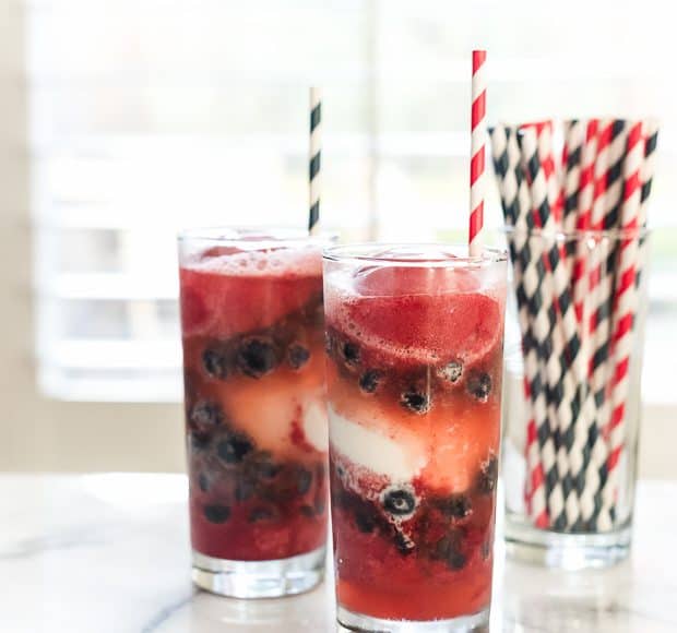Red White and Blue Berry Sorbet Floats | www.kitchenconfidante.com | Floats