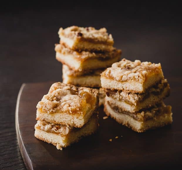 Stacks of Meyer Lemon Jam Crumb bars.