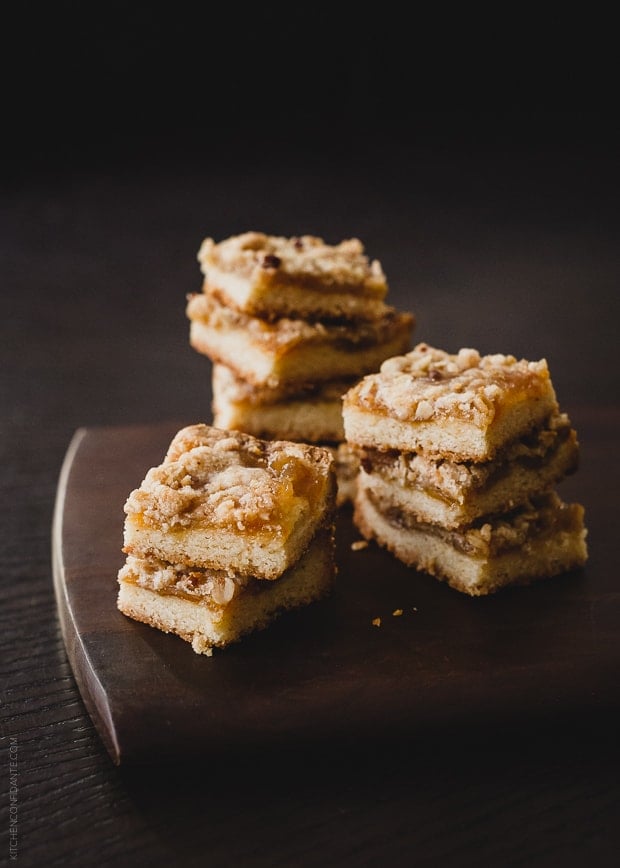 Stacks of Meyer Lemon Jam Crumb bars.