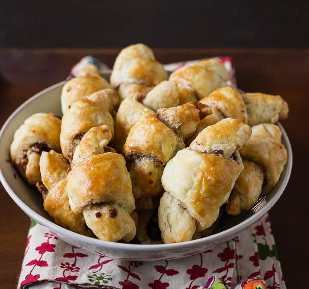 Cranberry Nut Rugelach in a serving dish.