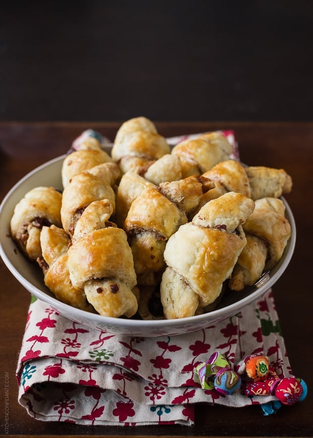 Cranberry Nut Rugelach in a serving dish.